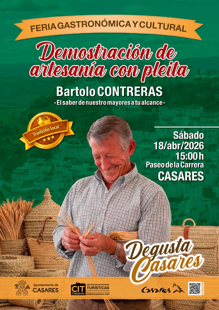 Demostración de artesanía con pleita, por Bartolo Contreras ("Degusta Casares" 2026)